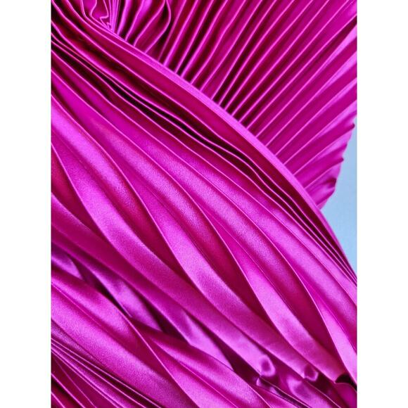 NWD L'IDEE Renaissance Halter Split Pleated Gown Maxi Dress US 10 Purple #9K503 - Picture 13 of 16